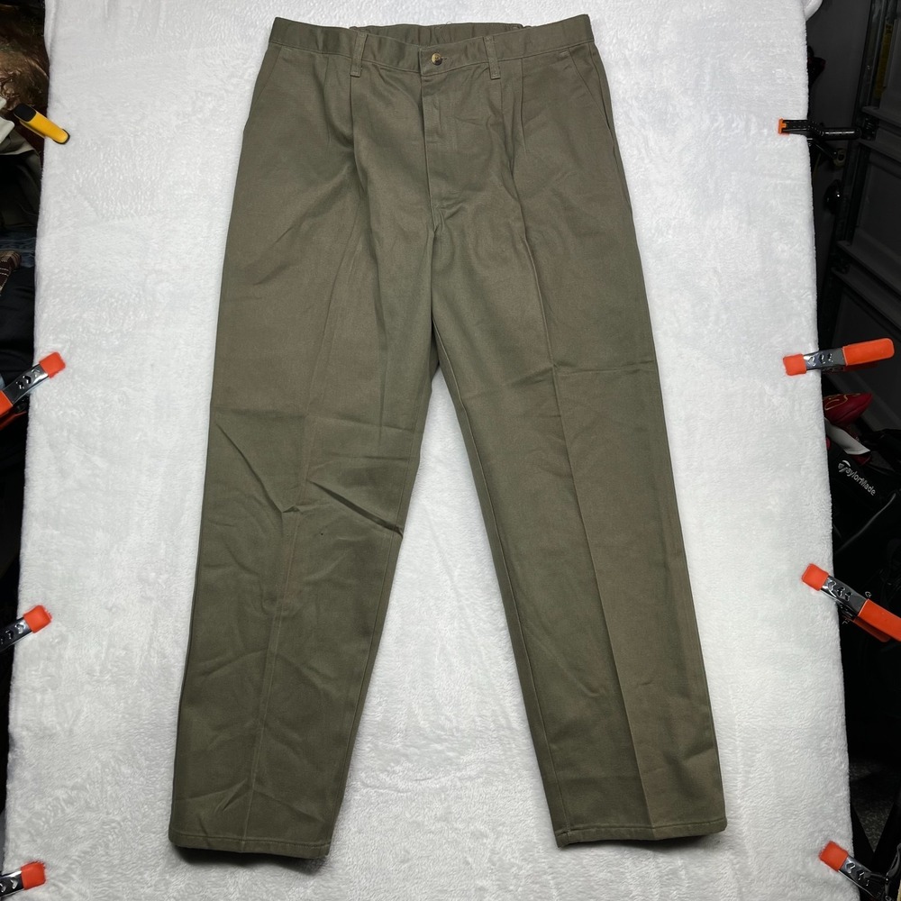 Legendary Gold Chino Pants Men's Brown Pleated Elastic Waist Classic - 36X32‎